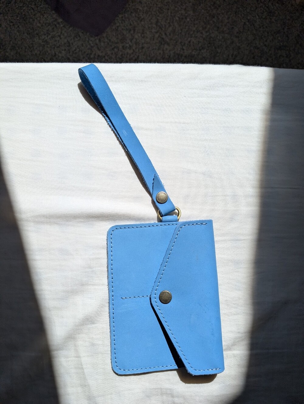 Portland Leather Goods Suede Passport Wristlet Sky Blue, Cute Preppy Travel